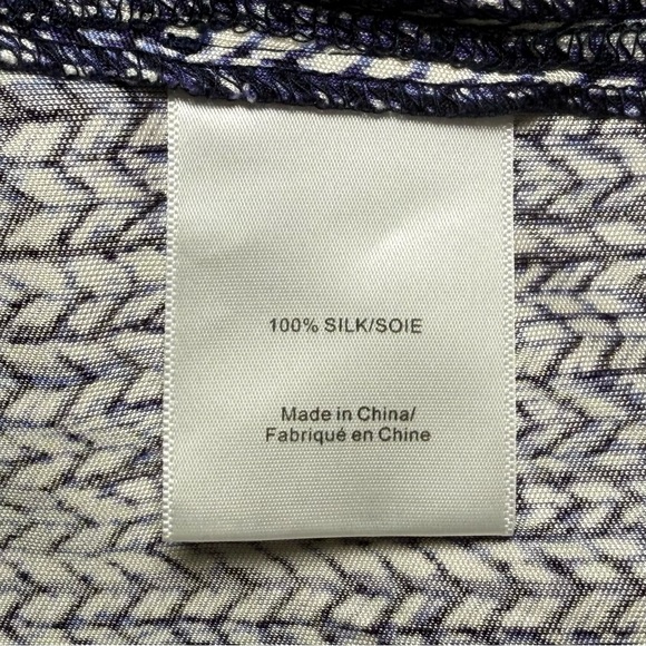 Tory Burch 100% silk belted shirt dress gold logo cuff buttons blue ivory small - Picture 12 of 15